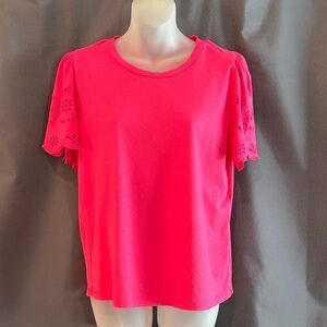 Draper James Pink Eyelet Sleeve Top